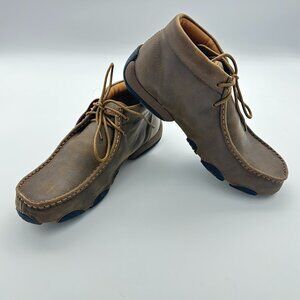 Twisted X Bomber Driving Moc Boots Brown Women’s 7.5M Leather D Toe Chukka NWT